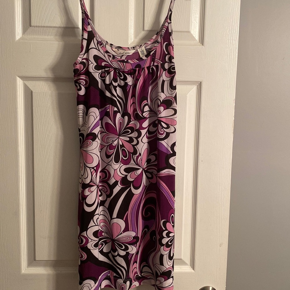 Derek Heart Medium Purple/Black/White Spaghetti Strap Dress